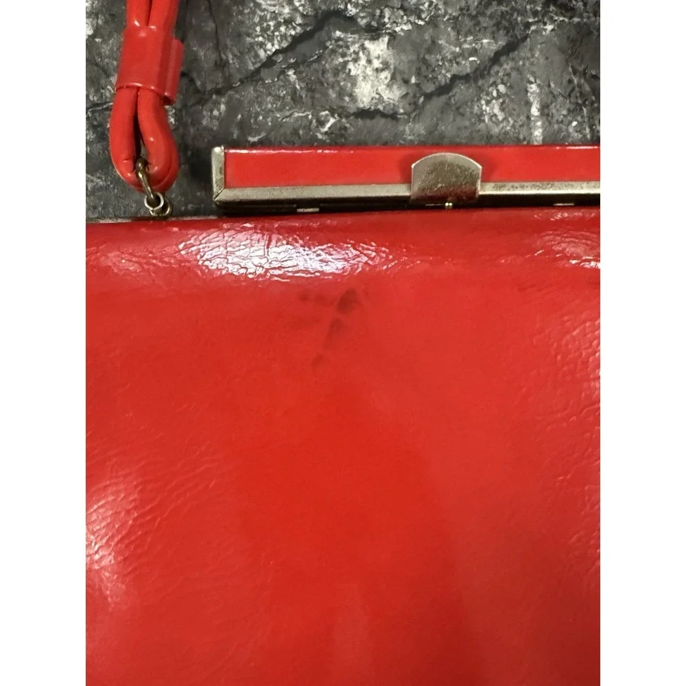 Vintage Dover USA Red Patent Faux Leather Top Handle Handbag
